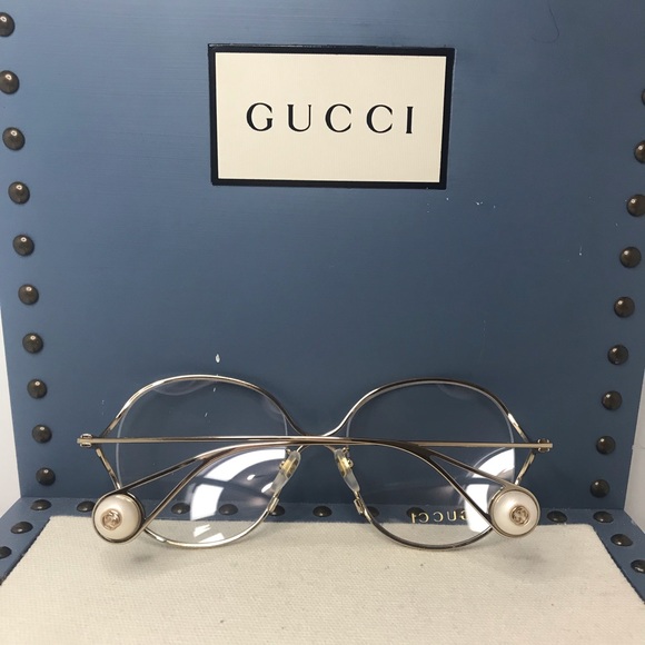 Gucci GG0254OA Gold-001 54-20-135mm Eyeglasses Authentic - Picture 10 of 12